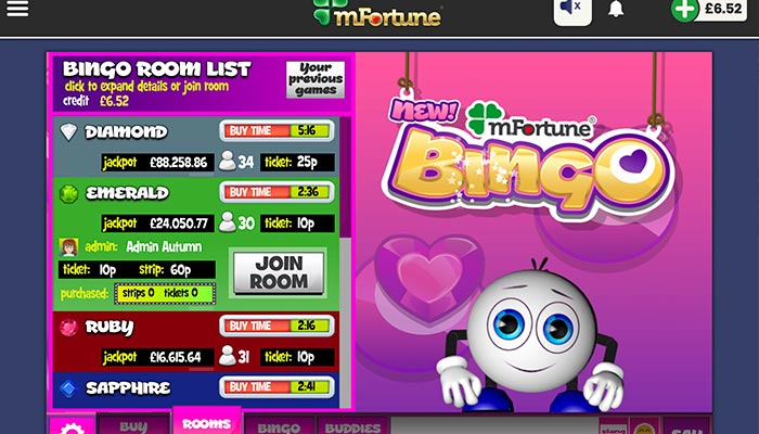 mFortune Bingo Lobby